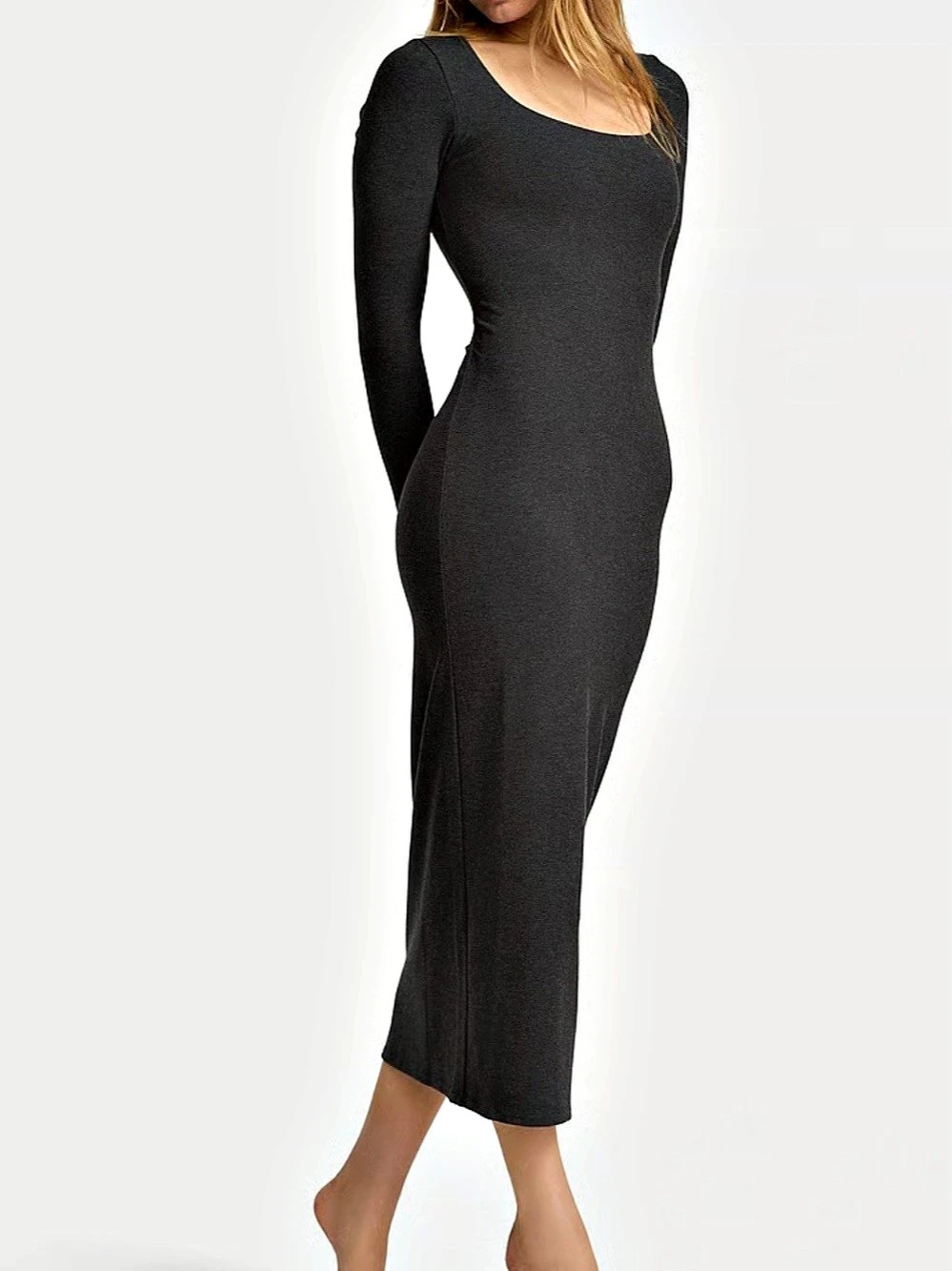 VS Soft Lounge Long Sleeve Dress Black Maxi